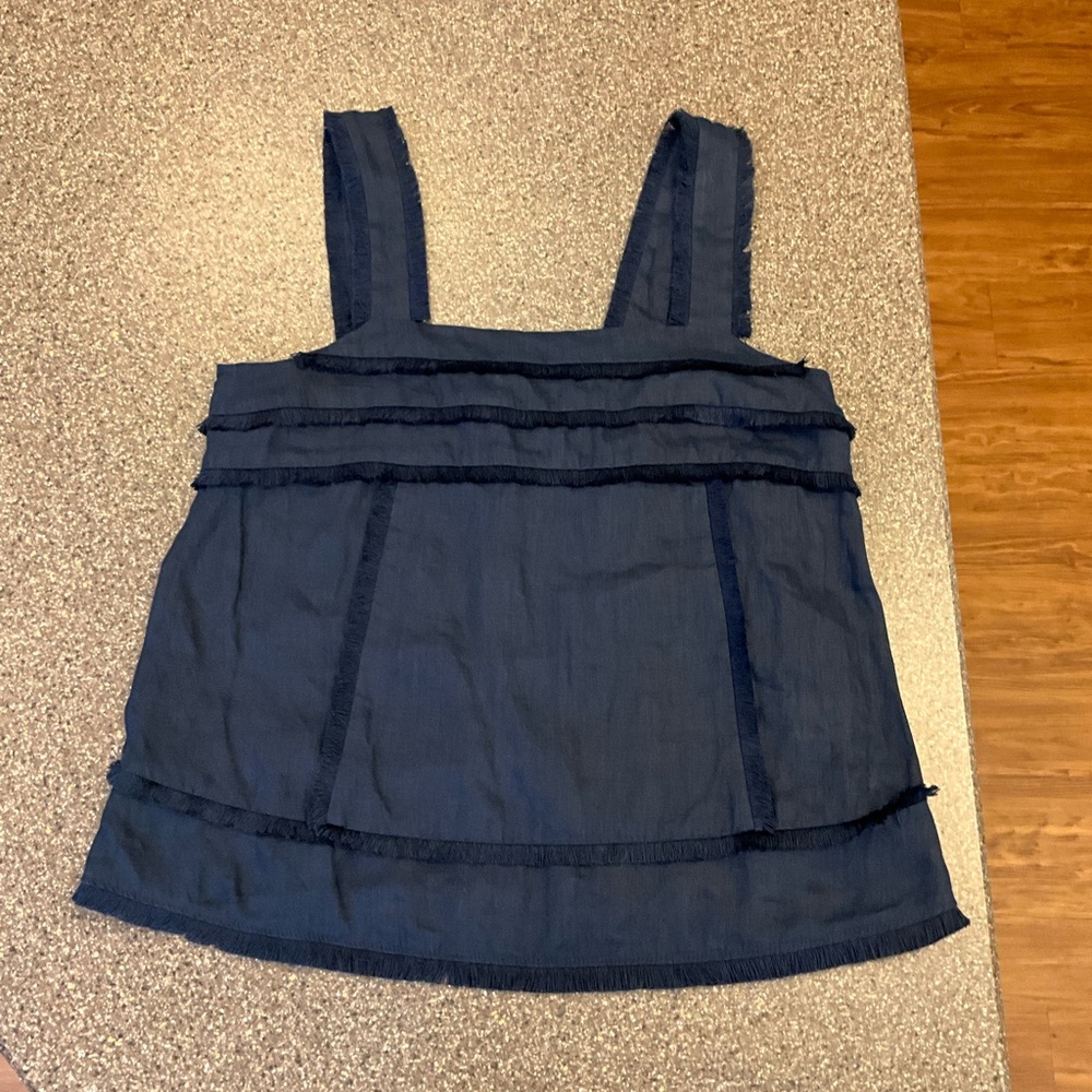 J. Crew Navy Blue Linen Top